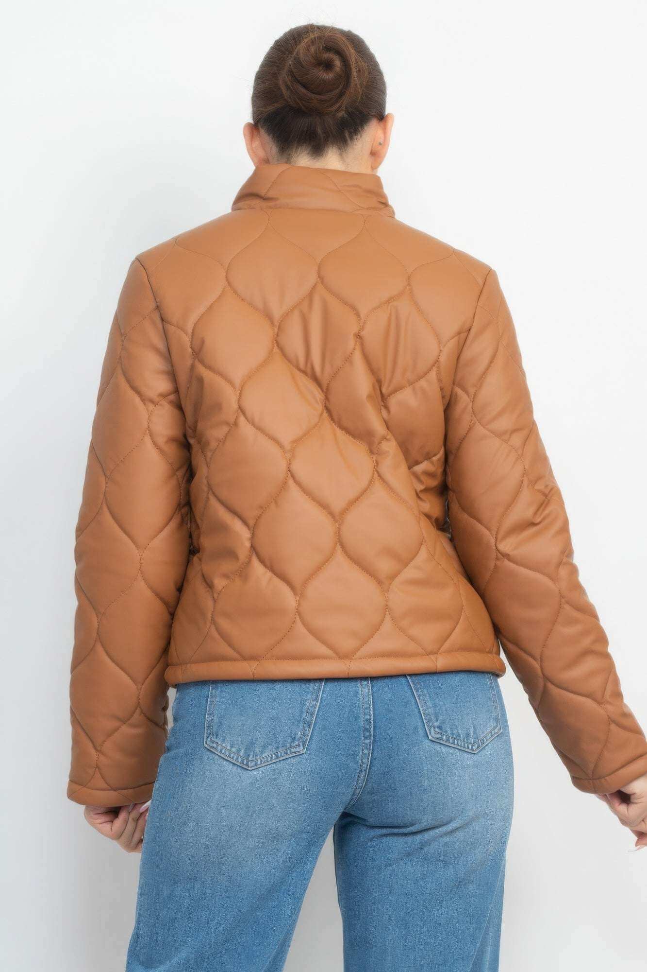 Mock Neck Quilted Jacket - The Diva Goddess