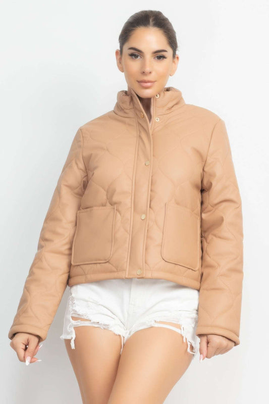 Mock Neck Quilted Jacket - The Diva Goddess