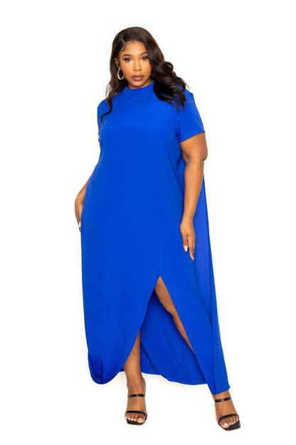 Mock neck back cape dress - The Diva Goddess