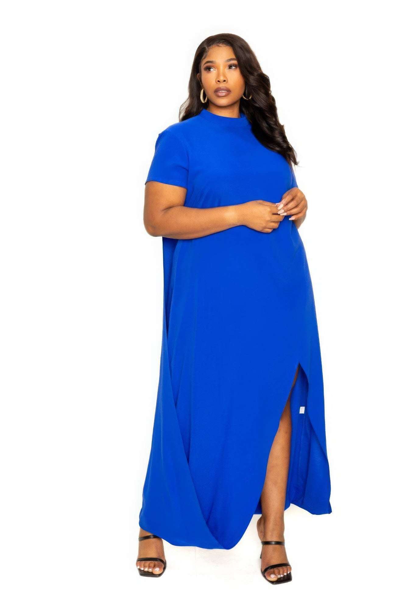 Mock neck back cape dress - The Diva Goddess