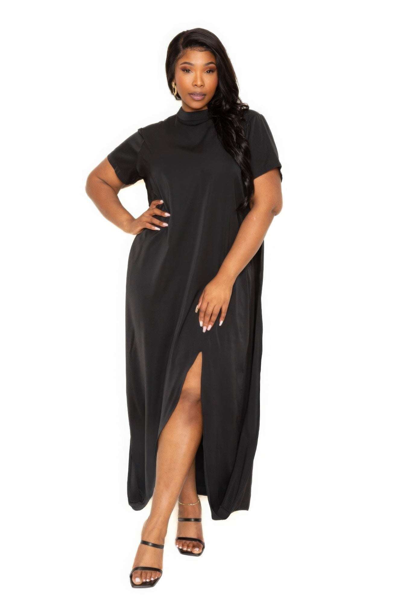 Mock neck back cape dress - The Diva Goddess