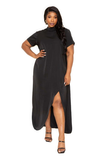 Mock neck back cape dress - The Diva Goddess