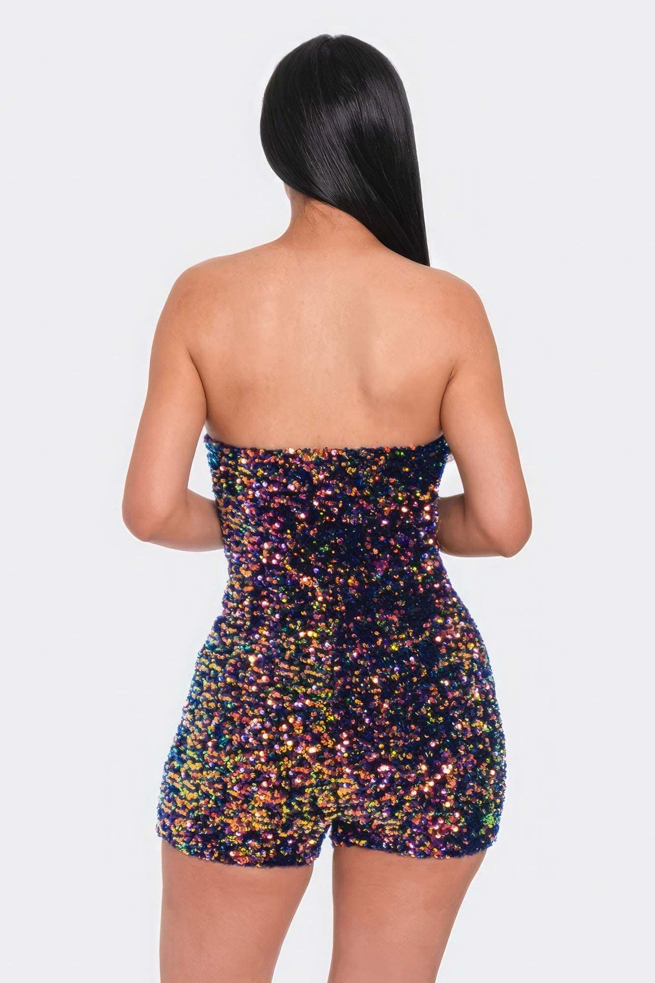 Multi Sequins Tube Top Romper - The Diva Goddess