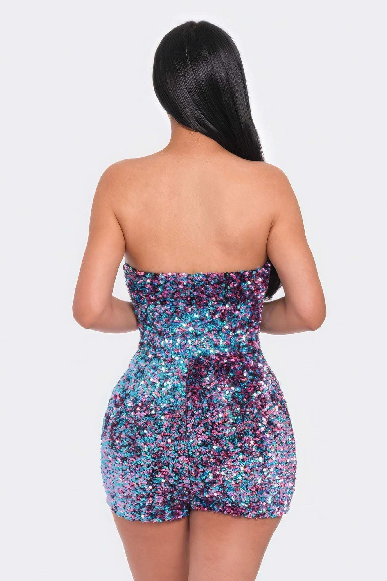 Multi Sequins Tube Top Romper - The Diva Goddess