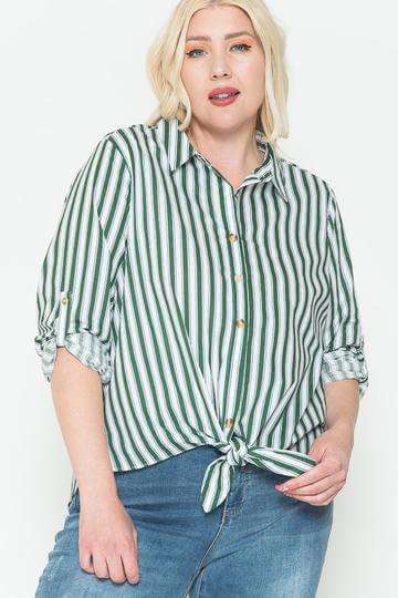 Multi Stripe Side Slit Cotton Shirt - The Diva Goddess