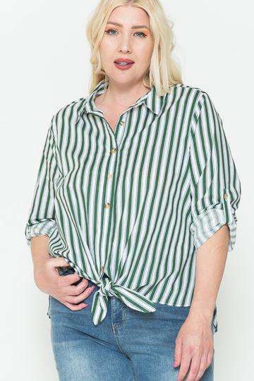 Multi Stripe Side Slit Cotton Shirt - The Diva Goddess