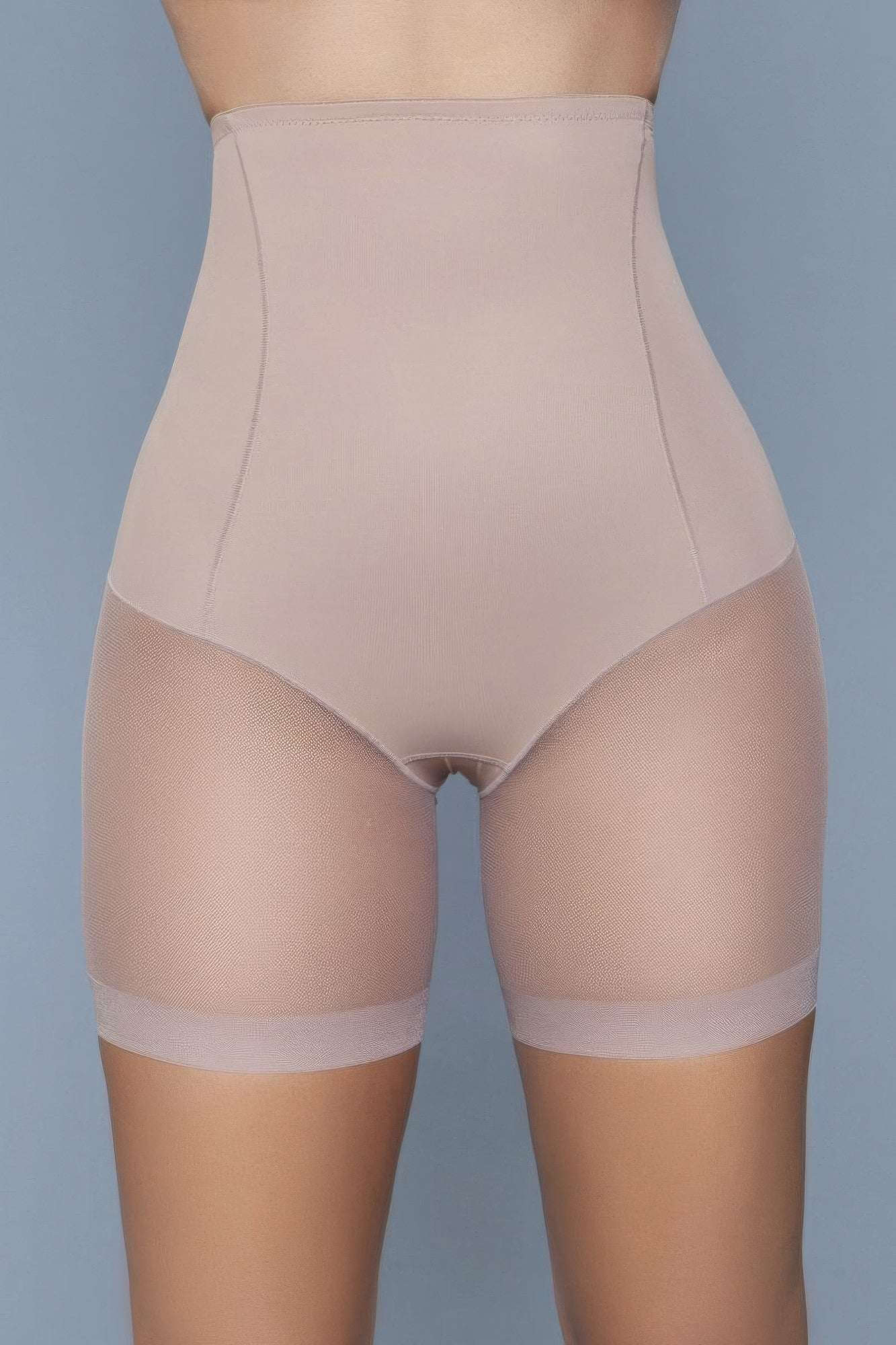 Nude High Waist Mesh Shorts Body Shaper With Waist Boning - The Diva Goddess