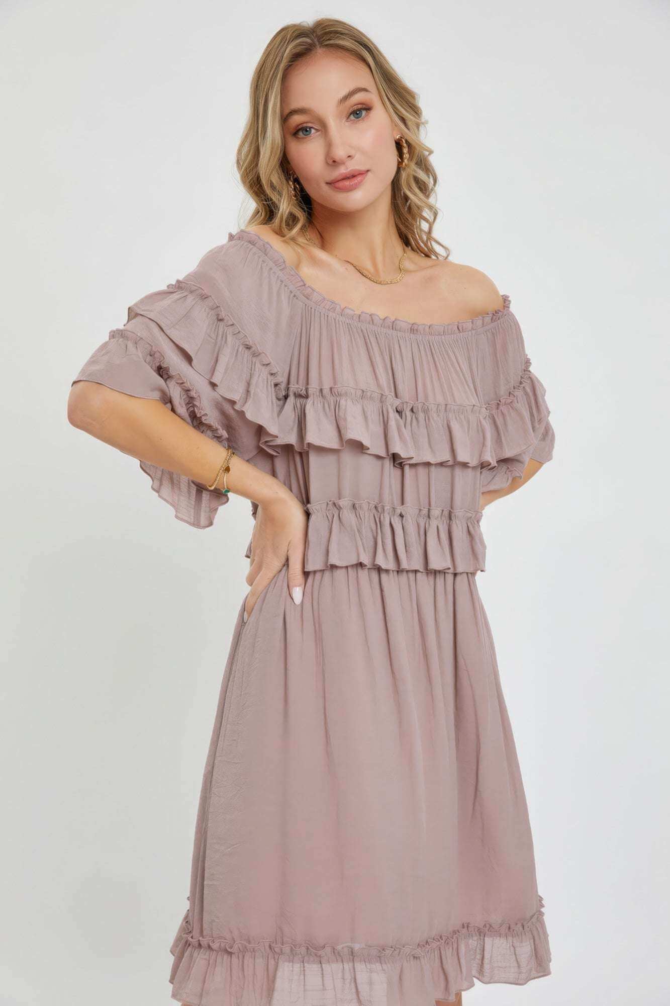 Off Shoulder Ruffle Dress - The Diva Goddess