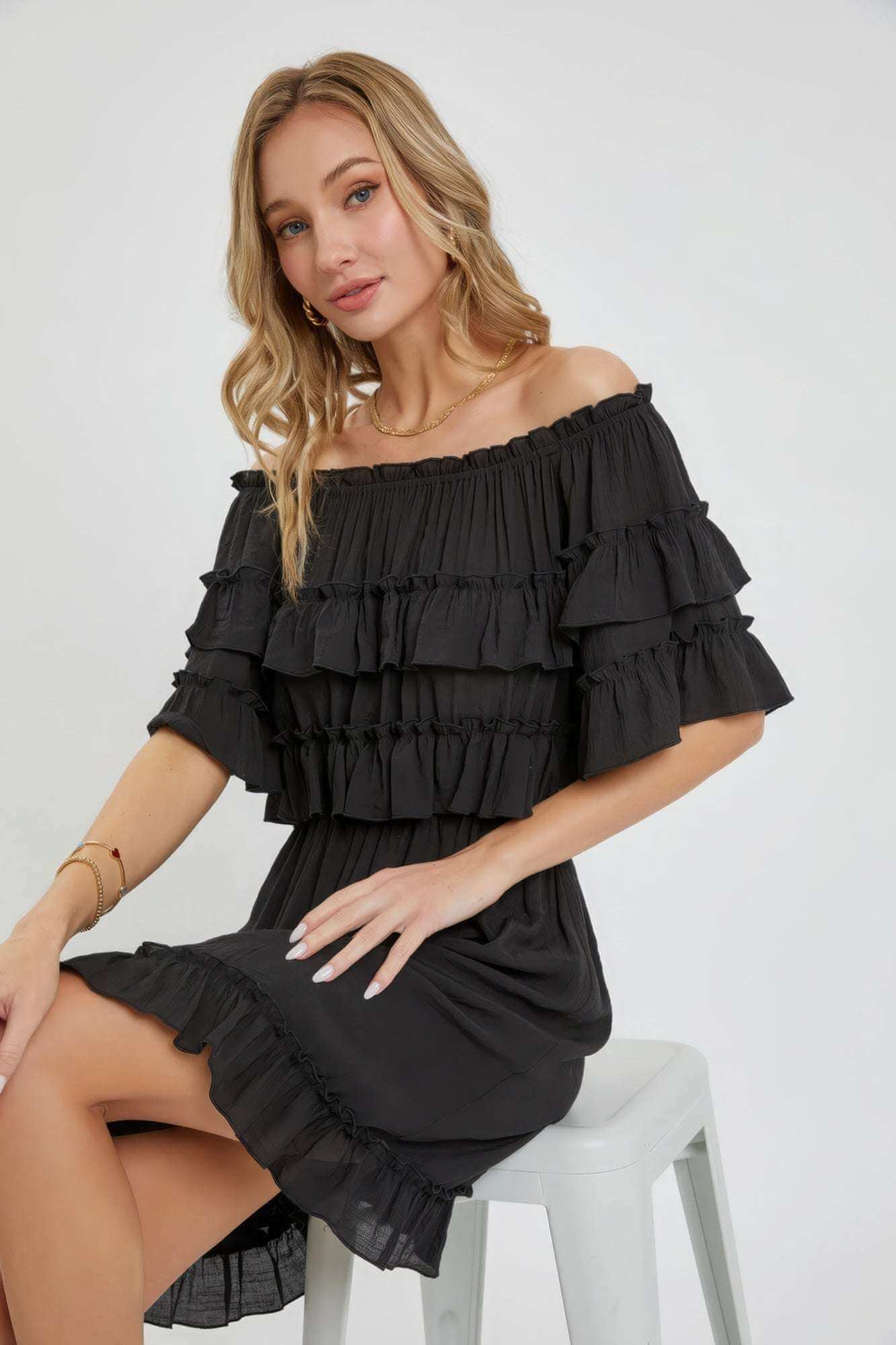 Off Shoulder Ruffle Dress - The Diva Goddess