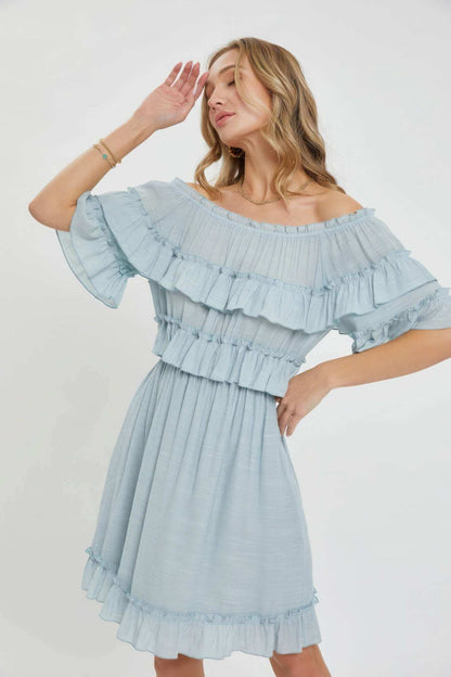 Off Shoulder Ruffle Dress - The Diva Goddess