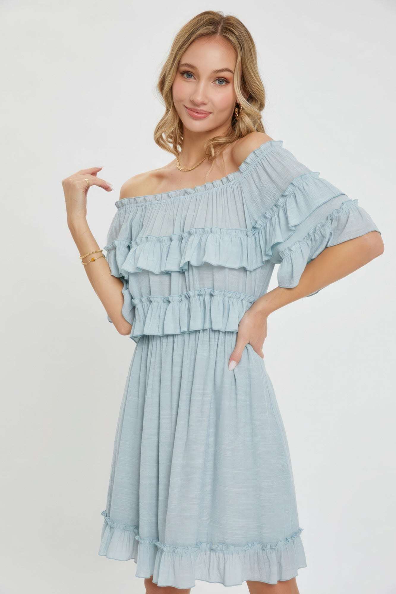 Off Shoulder Ruffle Dress - The Diva Goddess