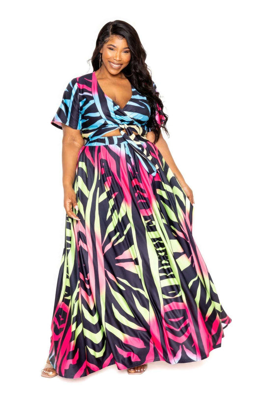 Ombre Animal Maxi Skirt & Top Set - The Diva Goddess