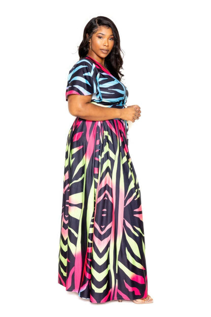 Ombre Animal Maxi Skirt & Top Set - The Diva Goddess