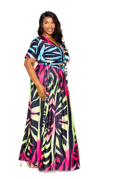 Ombre Animal Maxi Skirt & Top Set - The Diva Goddess