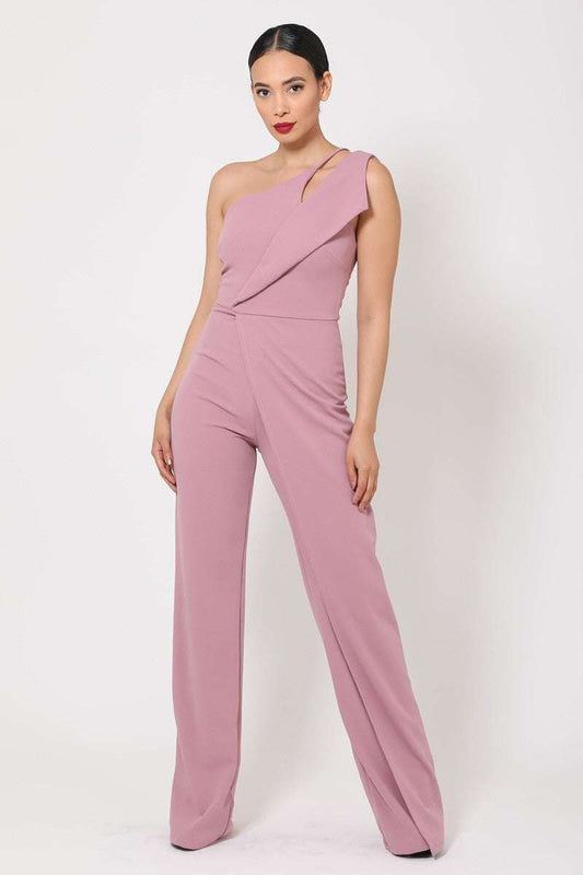 One Shoulder Jumpsuit W/ Small Opening - The Diva Goddess