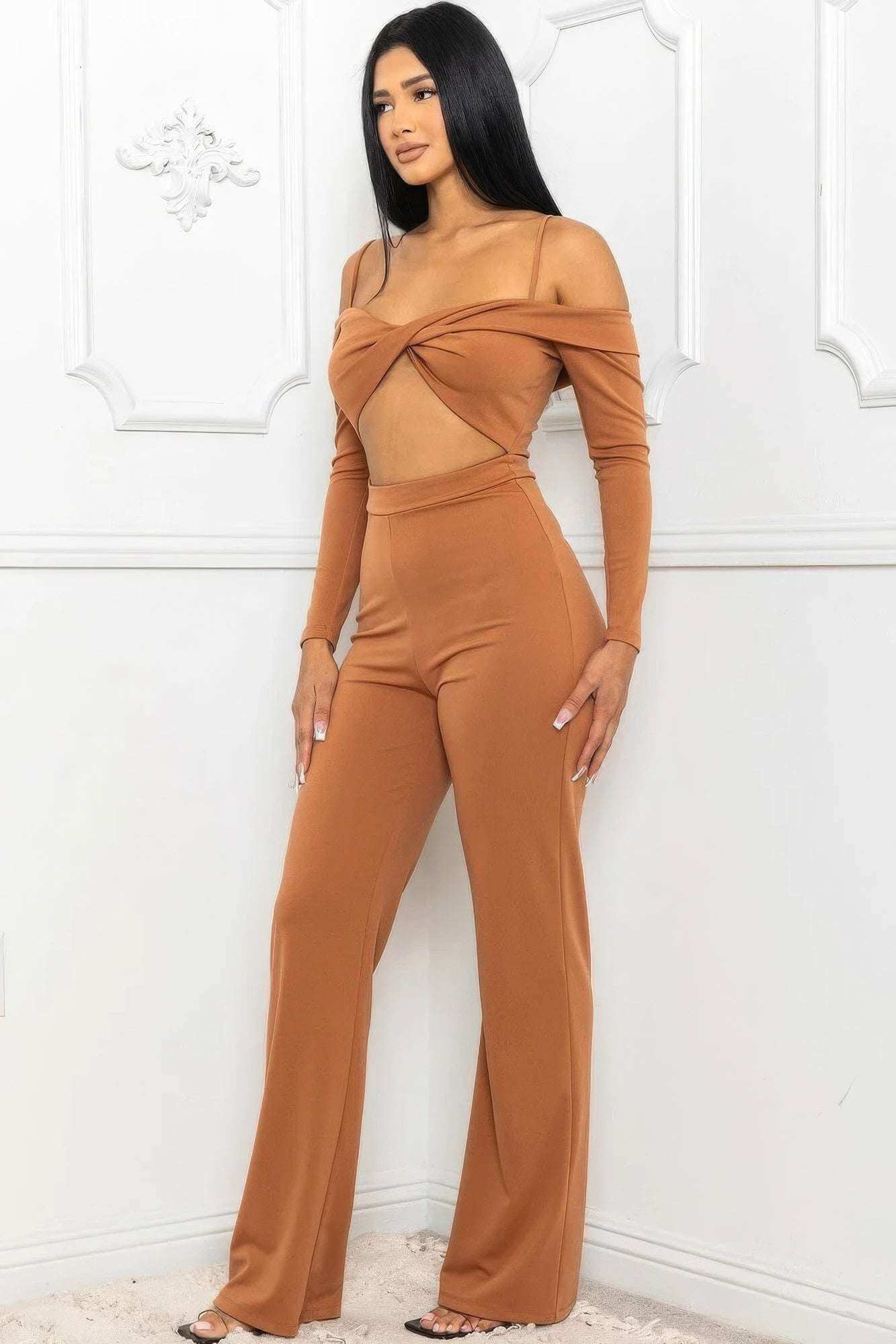 Open Shoulder Cutout Detail Jumpsuit - The Diva Goddess