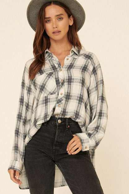 Oversized Loose Fit Plaid Shirt - The Diva Goddess