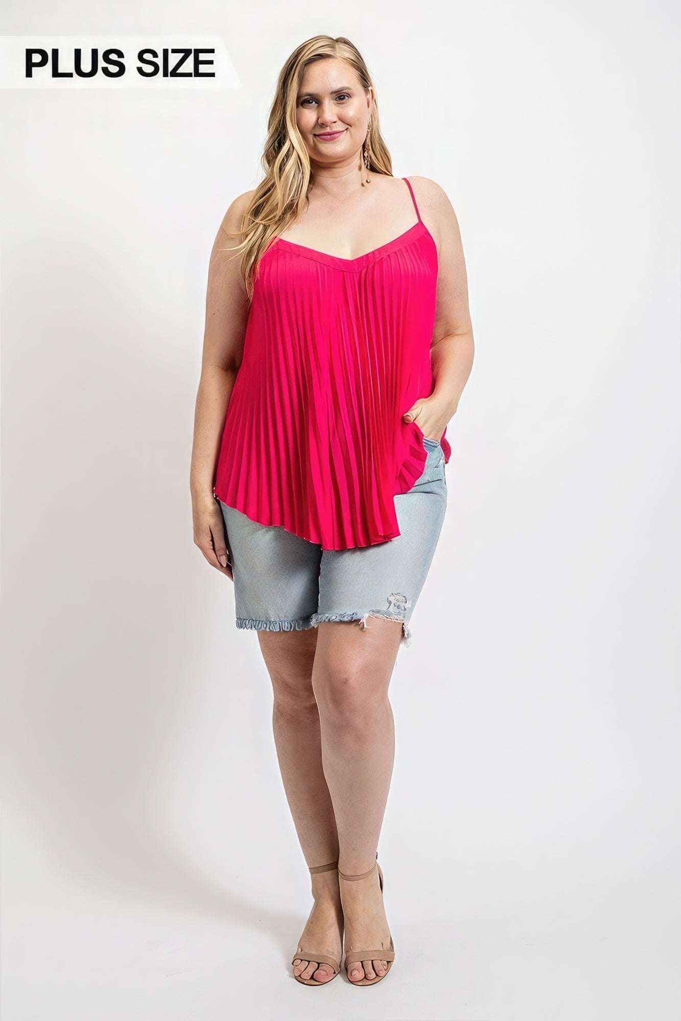 Pleated Tank Top With Adjustable Strap - The Diva Goddess