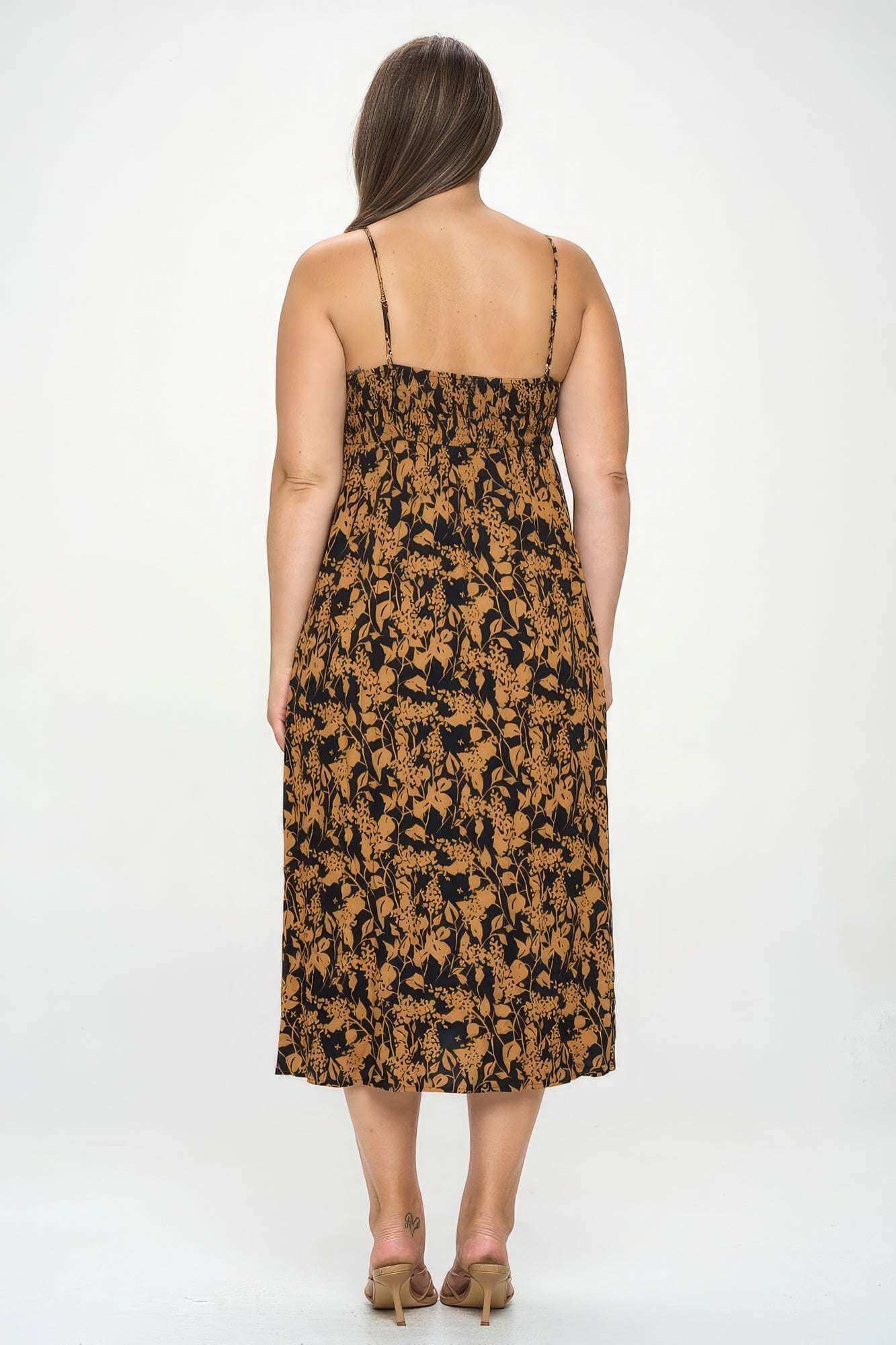 Plus Botanical Print Front Tie Maxi Dress - The Diva Goddess