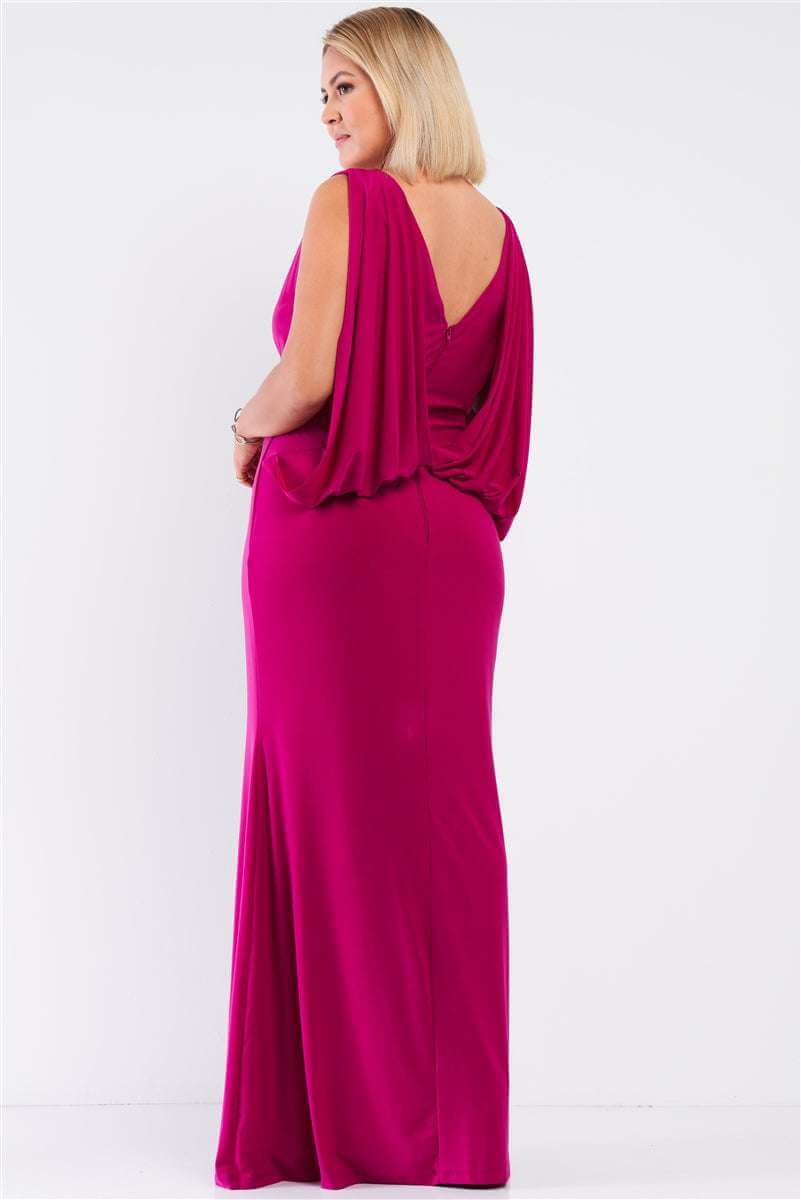 Plus Draped Back V-neck Sleeveless Maxi Dress - The Diva Goddess