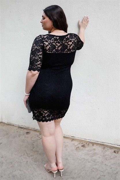 Plus Lace Mini Dress - The Diva Goddess