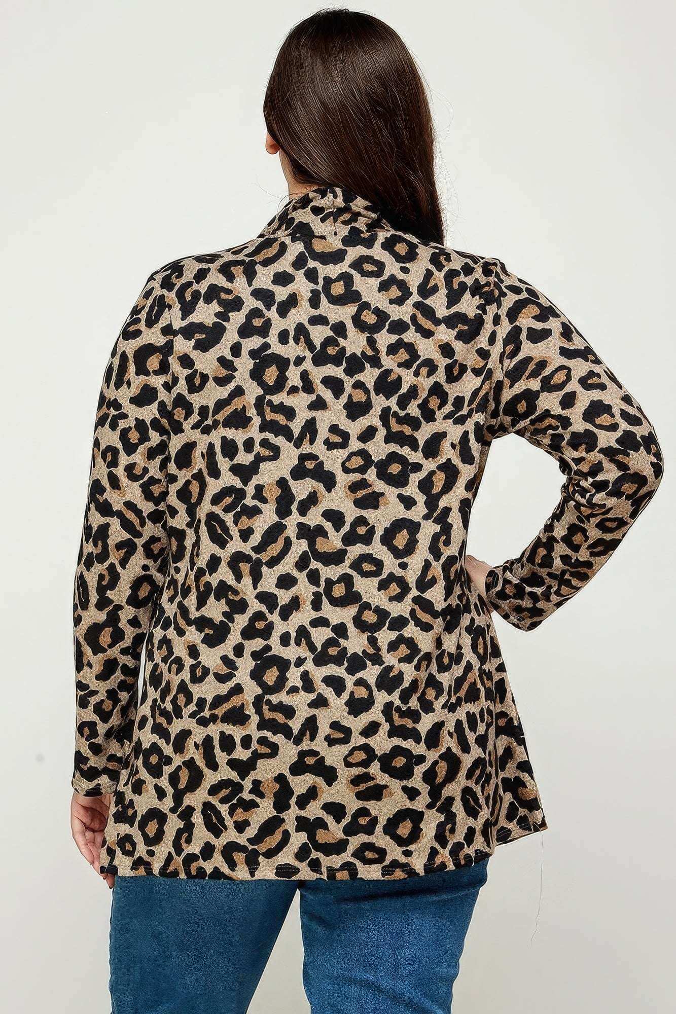 Plus Size, Animal Leopard Printed Knit Cardigan - The Diva Goddess