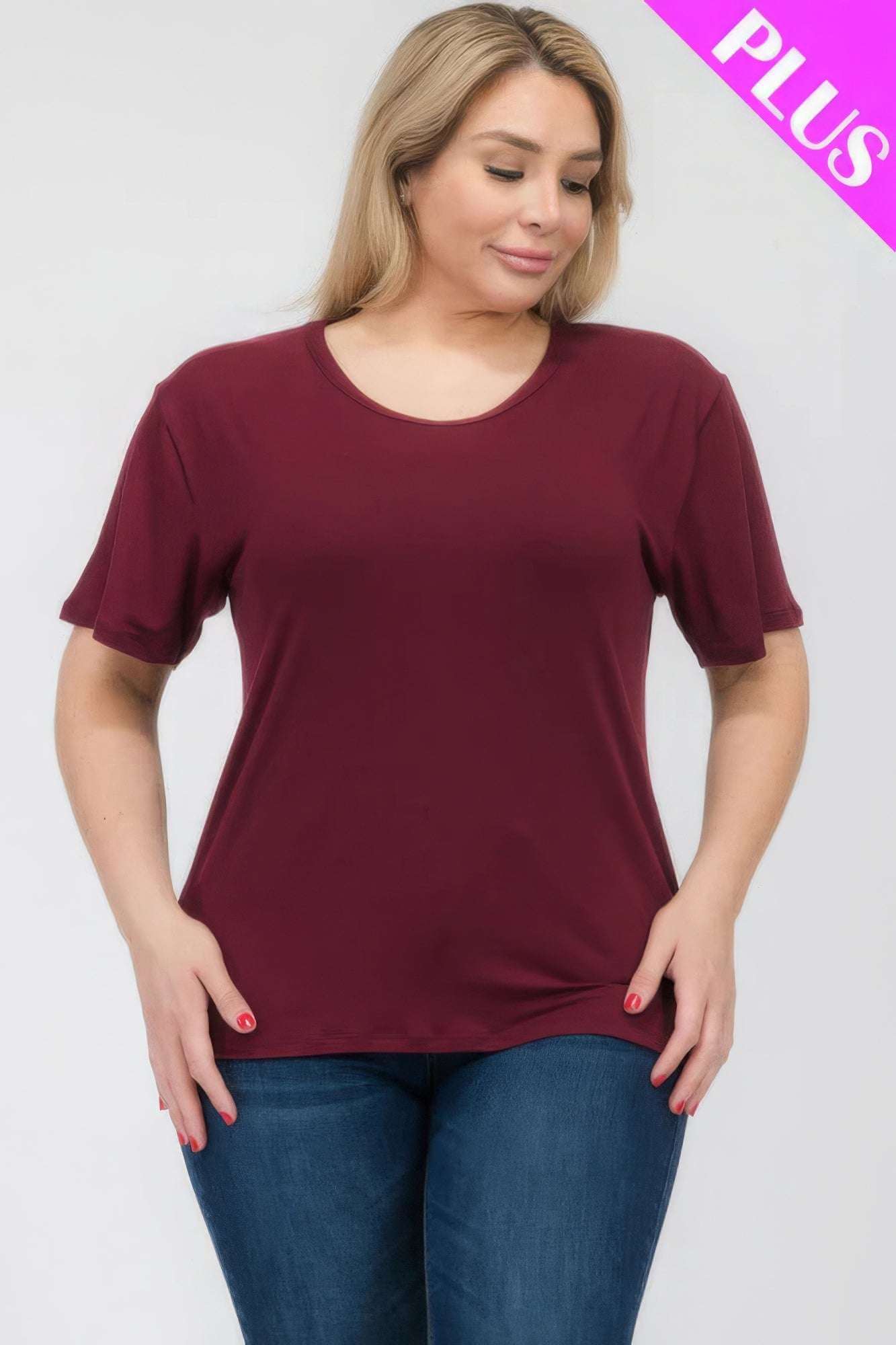 Plus Size Basic Short Sleeve T-shirt - The Diva Goddess