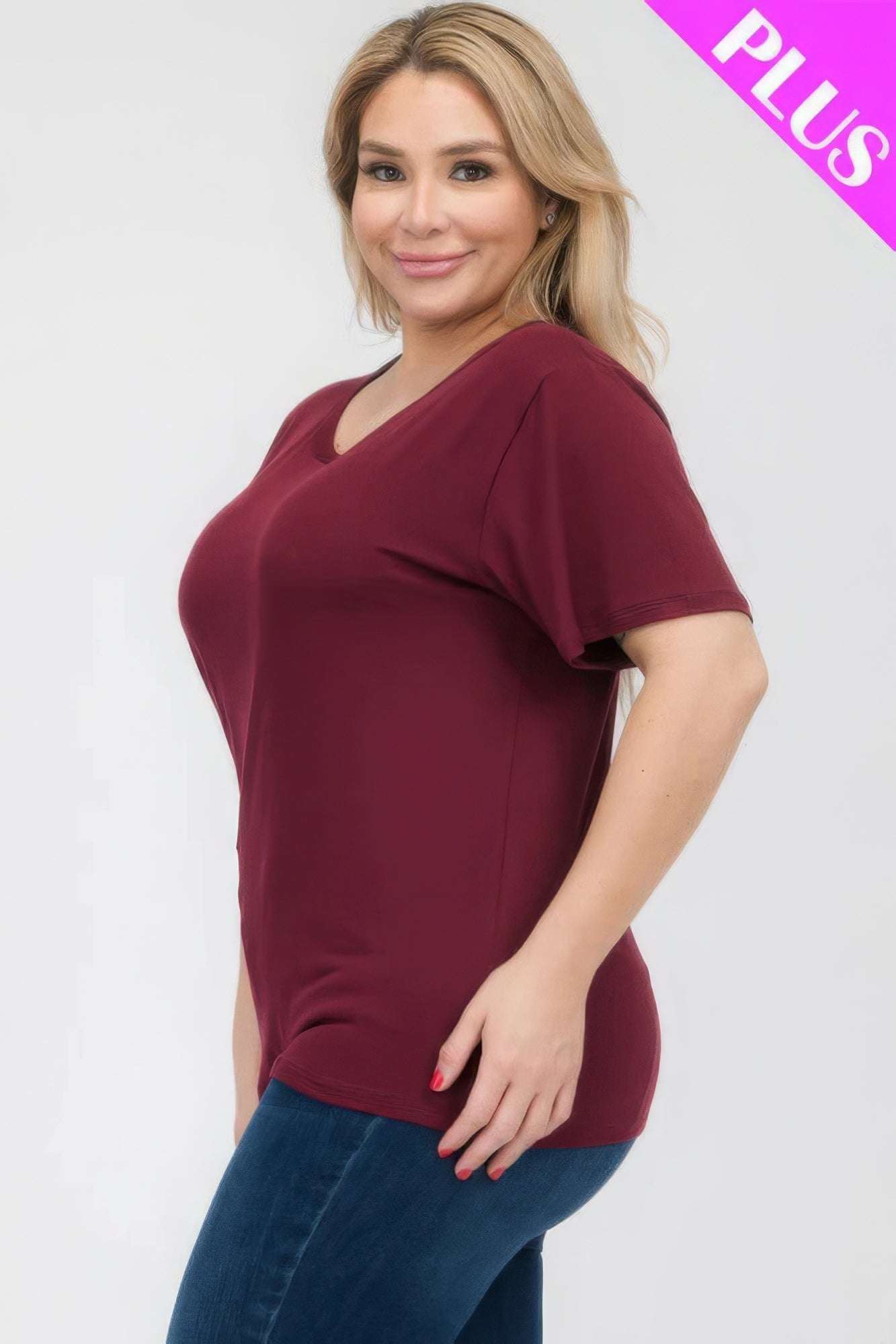 Plus Size Basic Short Sleeve T-shirt - The Diva Goddess