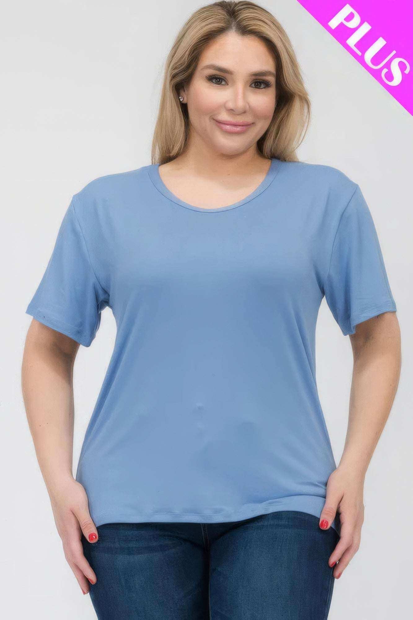 Plus Size Basic Short Sleeve T-shirt - The Diva Goddess