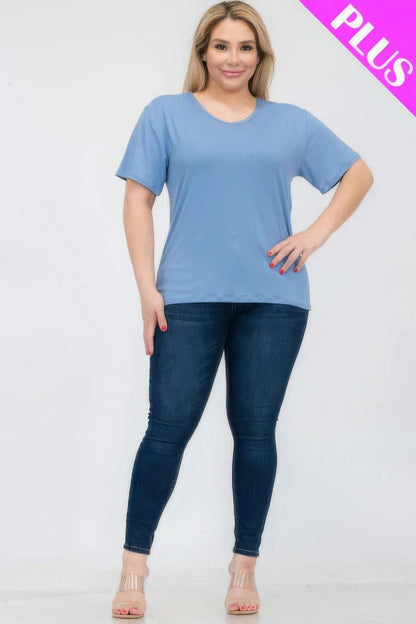 Plus Size Basic Short Sleeve T-shirt - The Diva Goddess