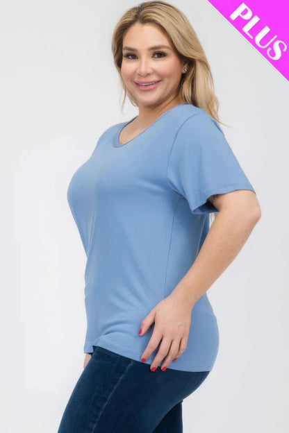 Plus Size Basic Short Sleeve T-shirt - The Diva Goddess