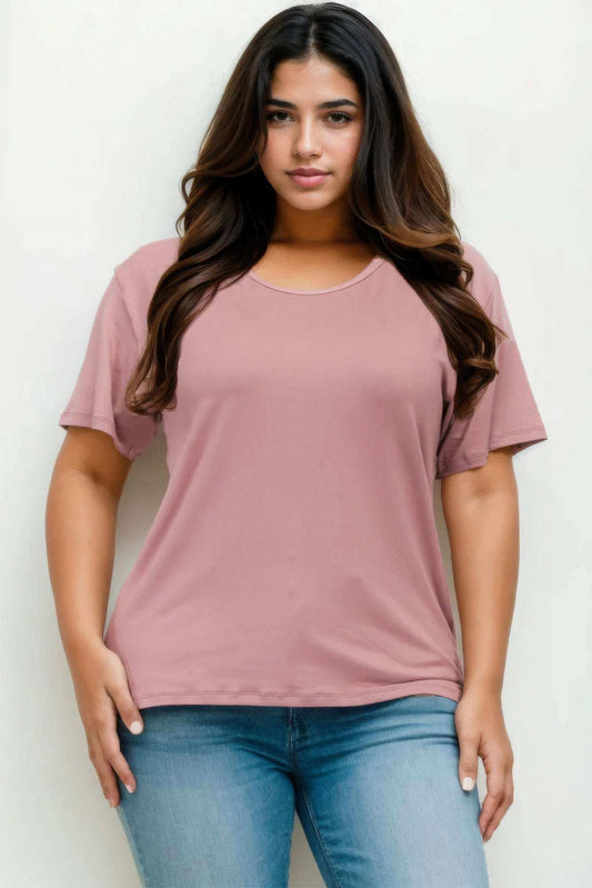 Plus Size Basic Short Sleeve T-shirt - The Diva Goddess