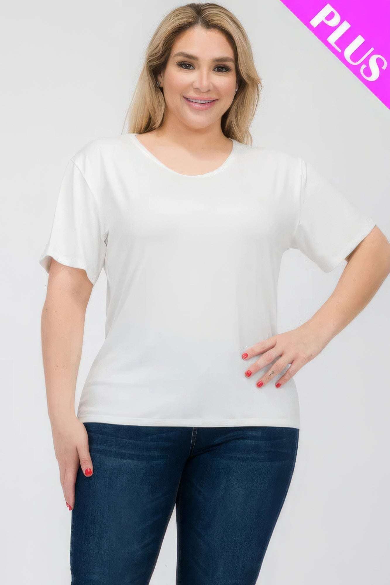 Plus Size Basic Short Sleeve T-shirt - The Diva Goddess