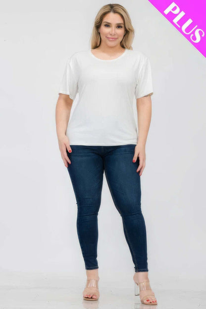 Plus Size Basic Short Sleeve T-shirt - The Diva Goddess