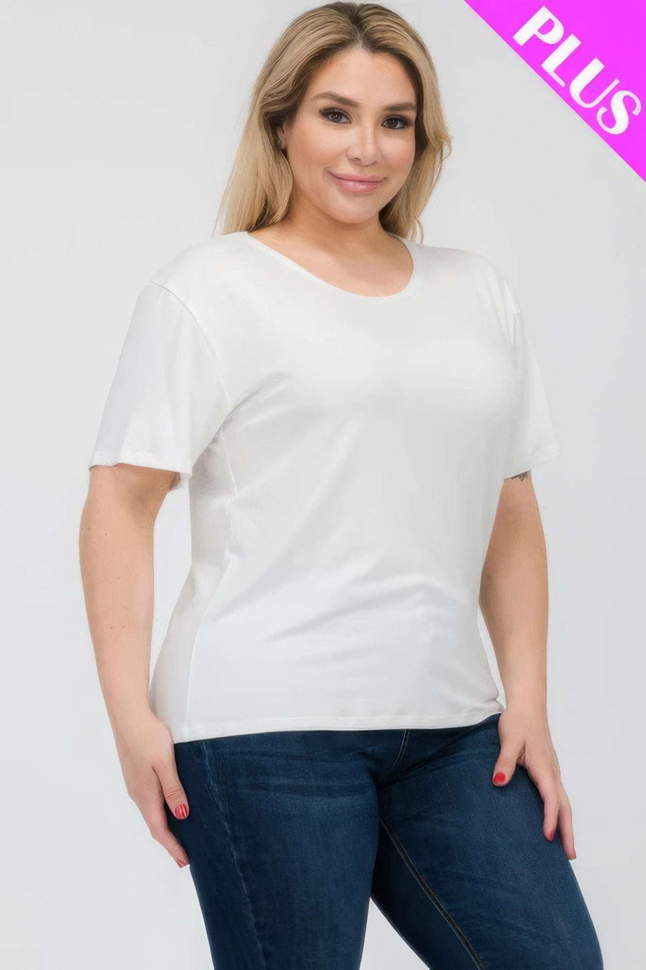 Plus Size Basic Short Sleeve T-shirt - The Diva Goddess