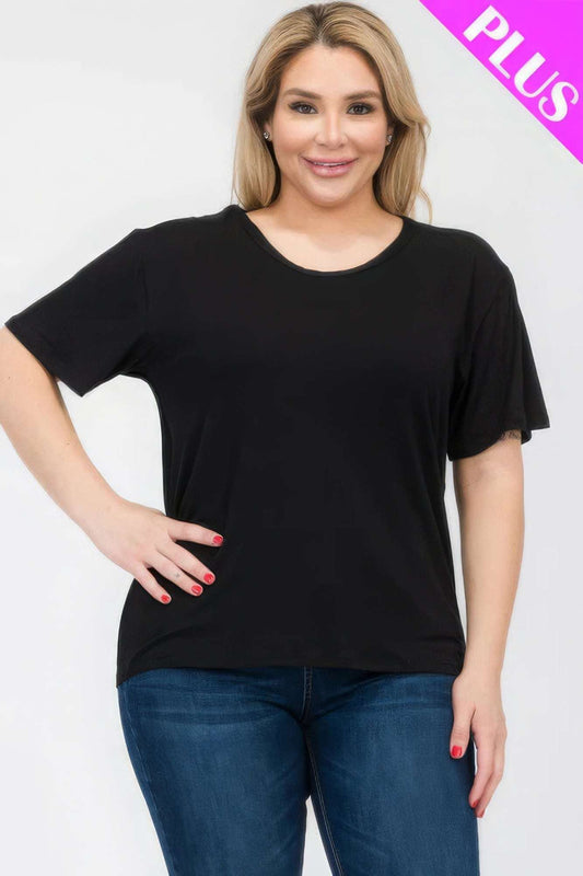 Plus Size Basic Short Sleeve T-shirt - The Diva Goddess