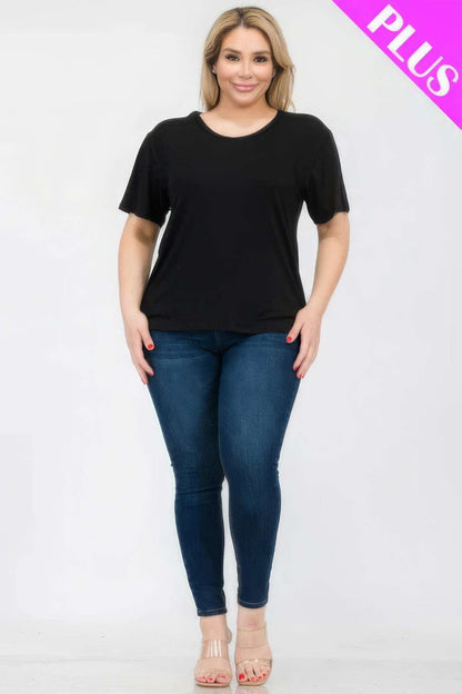 Plus Size Basic Short Sleeve T-shirt - The Diva Goddess