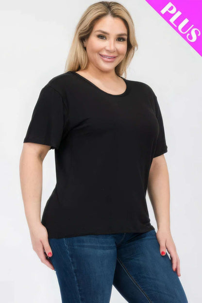 Plus Size Basic Short Sleeve T-shirt - The Diva Goddess