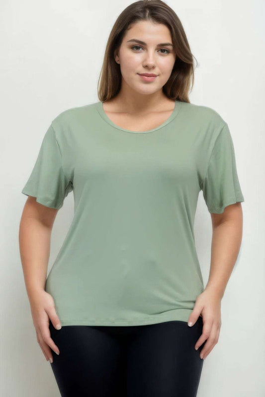 Plus Size Basic Short Sleeve T-shirt - The Diva Goddess