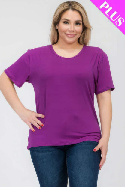 Plus Size Basic Short Sleeve T-shirt - The Diva Goddess