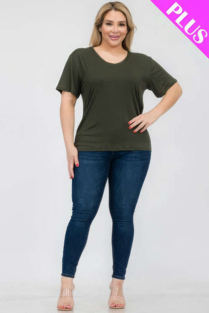 Plus Size Basic Short Sleeve T-shirt - The Diva Goddess