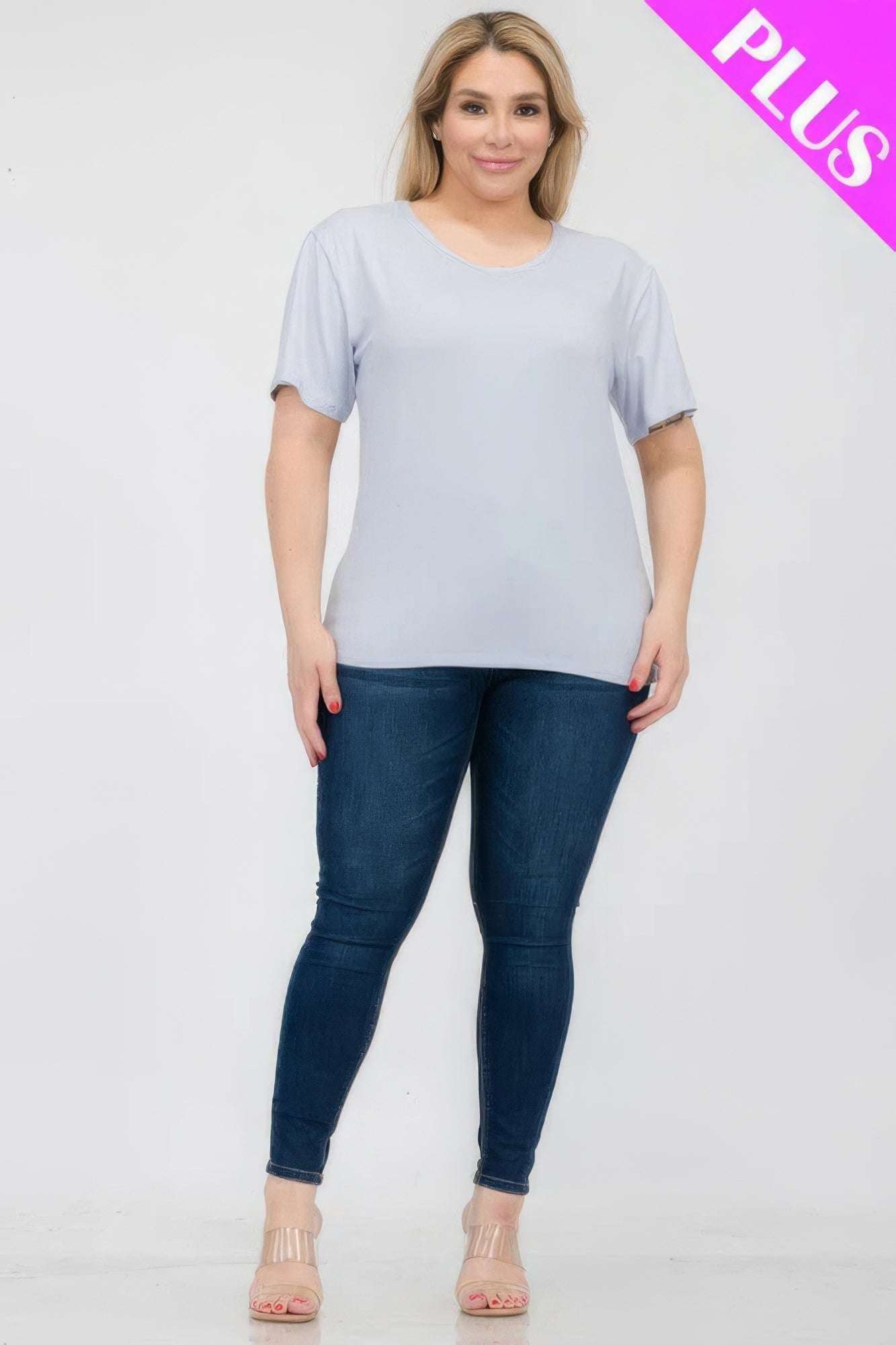 Plus Size Basic Short Sleeve T-shirt - The Diva Goddess