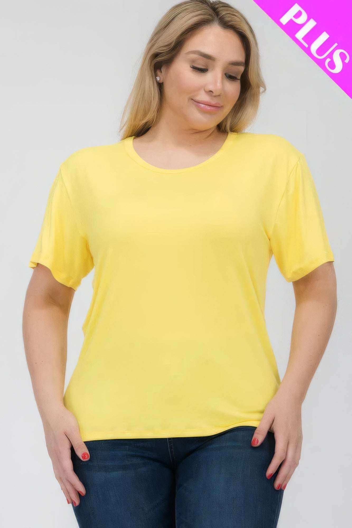 Plus Size Basic Short Sleeve T-shirt - The Diva Goddess