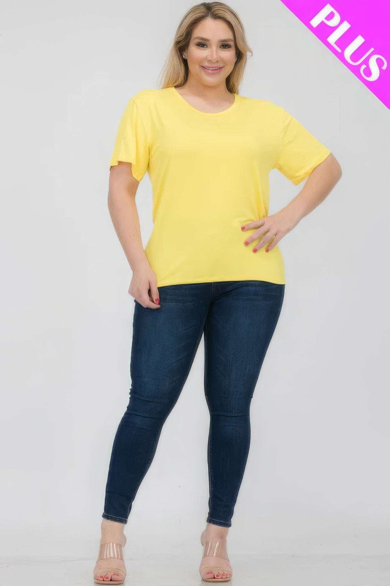 Plus Size Basic Short Sleeve T-shirt - The Diva Goddess