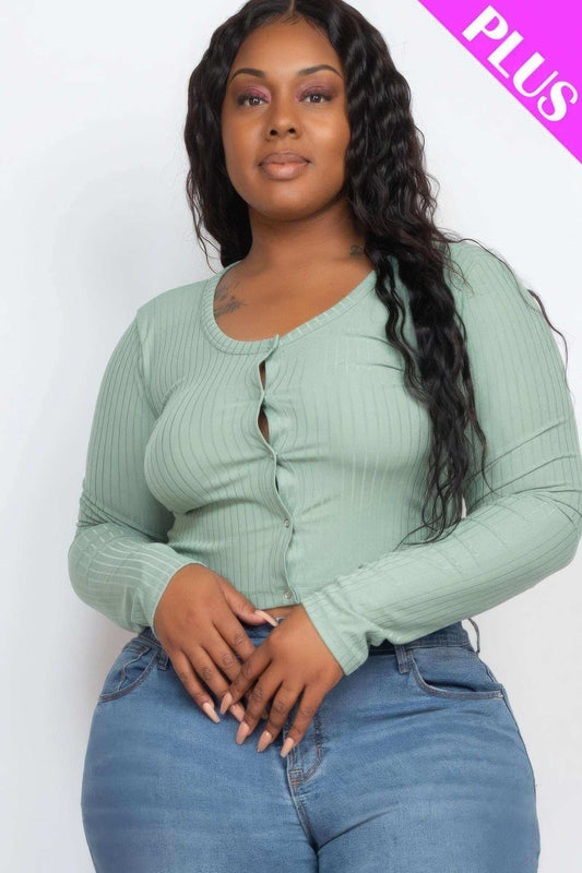 Plus Size Button Up Cropped Top - The Diva Goddess