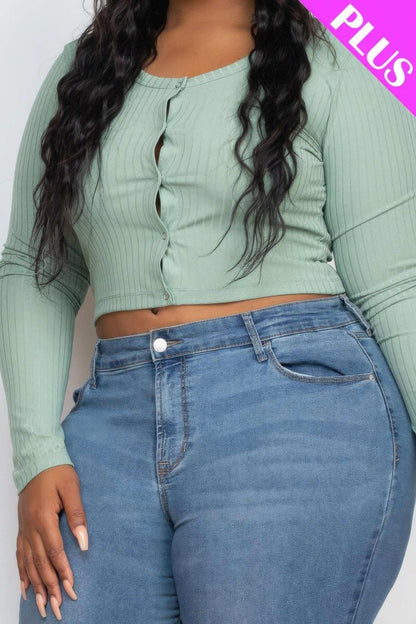 Plus Size Button Up Cropped Top - The Diva Goddess