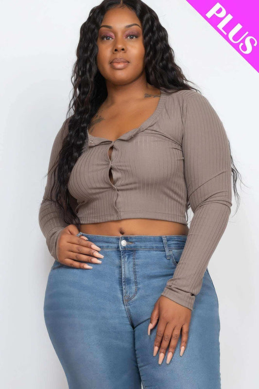 Plus Size Button Up Cropped Top - The Diva Goddess