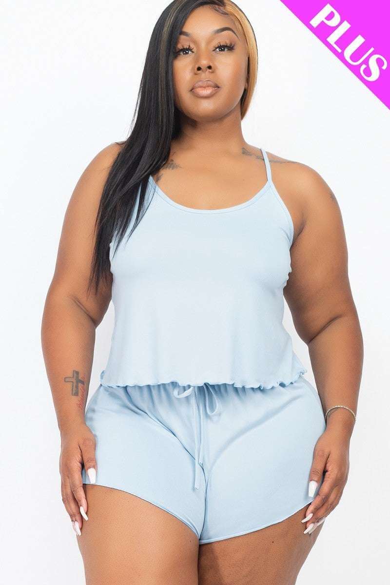 Plus Size Cami Top And Shorts Set - The Diva Goddess