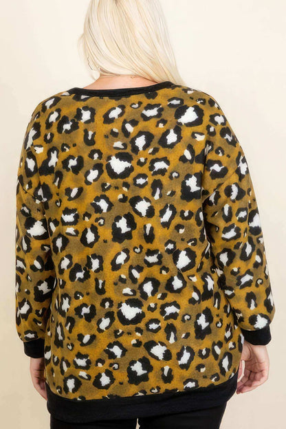 Plus Size Cozy Animal Mir Print With Brush Button Up Cardigan - The Diva Goddess