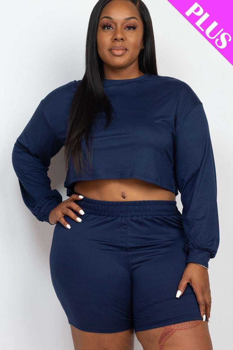 Plus Size Cozy Crop Top And Shorts Set - The Diva Goddess